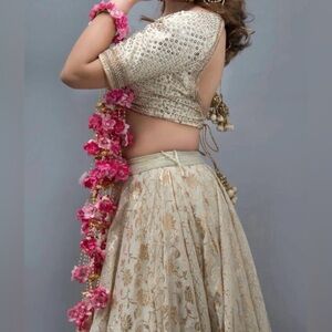 PAKISTANI BRIDAL HANDCRAFTED FLOWER PAIR OF KALEERAS WITH HAND CHAIN AND RING